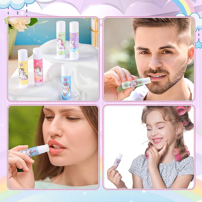 100 Pcs Unicorn Party Favors Lip Balms Bulk for Kids Birthday Party Moisturizing Lip Balm for Unicorn Themed Celebration Gifts Lip Care Products for Classroom Rewards Favor Party Supplies