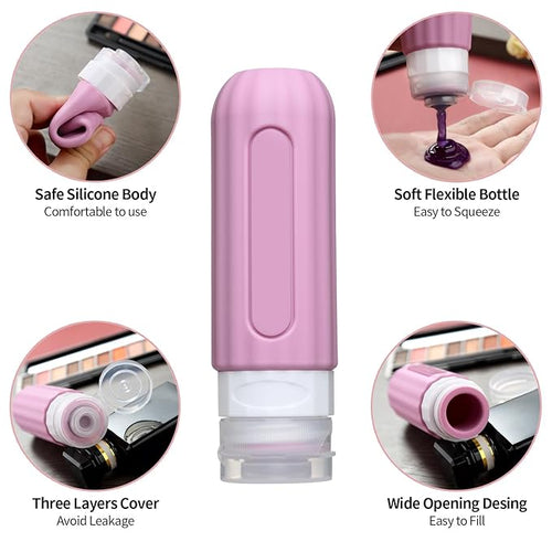 16 Pack Travel Bottles for Toiletries, Leakproof Travel Containers for Toiletries, TSA Approved Silicone Travel Accessories Squeezable Refillable 3oz for Shampoo Conditioner Lotion