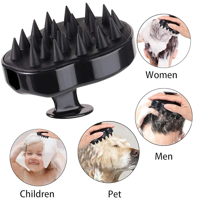 BTYMS 3 Pcs Silicone Scalp Scrubber Shampoo Brush Scalp Massager & Exfoliating Brush for Dandruff Removal, Hair Growth-Multi-Color