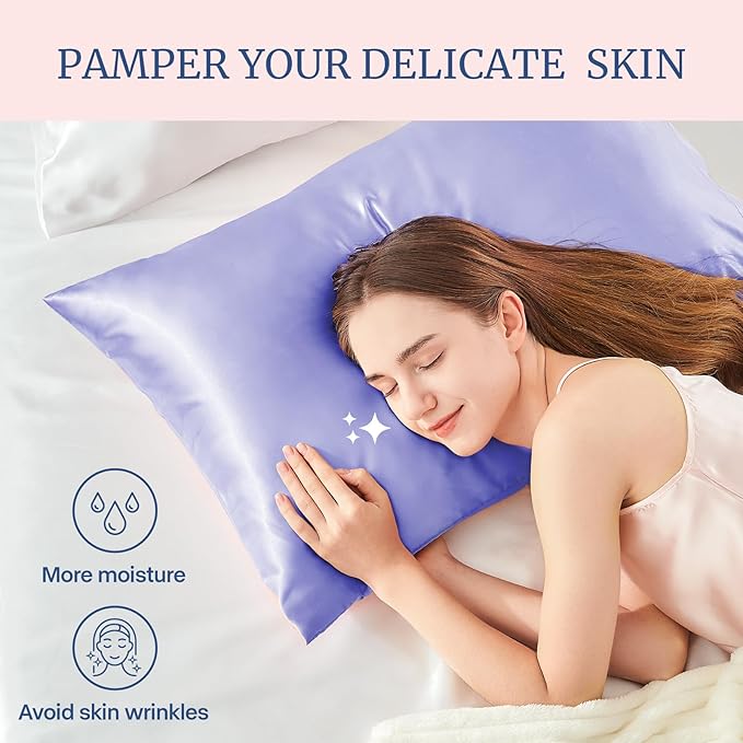 BEDELITE Satin Pillowcase for Hair and Skin, Super Soft Similar to Silk Pillow Cases 4 Pack with Envelope Closure, Cooling Pillowcases for Women Men (20"x36" King Size, Lilac)