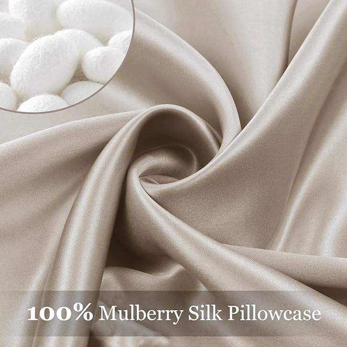 Adubor 100% Silk Pillowcase - Mulberry Silk Pillow Cases, 23 Momme 6A Grade Fibers, Silk Pillow Case for Hair and Skin Health, with Hidden Zipper (Queen 20''x30'', Beige, 1PC)