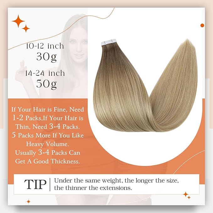 Full Shine Human Hair Tape in Extensions Double Sided Tape in Hair Extensions Color 6/27/60 Brown And Blonde Invisible Remy Skin Weft 22Inch Long Silky Straight for Women 100Gram 40Pcs