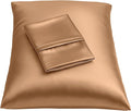 BLISSFORD Luxury Satin Pillowcase for Hair – Queen Satin Pillowcase with Zipper, Camel (Pillowcase Set of 2)