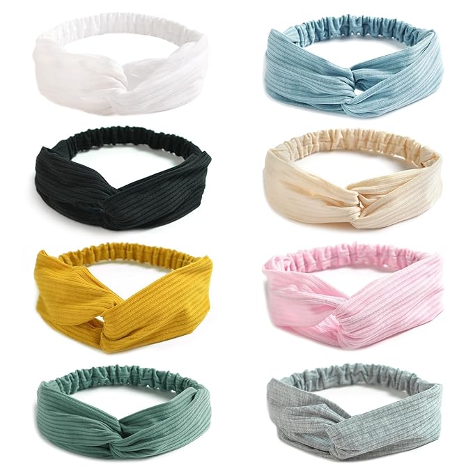 Elastic Knotted Headbands for Women Cloth Head Hair Bands for Women's Hair Non Slip Boho Wrap Twisted Hair Accessories
