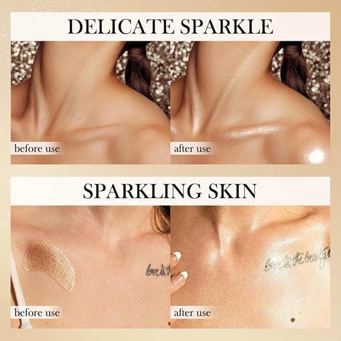 MAEPEOR Shimmer Body Luminizer 5 Colors Moisturizing Glow Illuminator Smooth and Non-sticky Summer Body Highlighter For Face & Body (80ML, 05 Rose Gold)