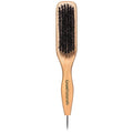 GranNaturals Smoothing & Styling Middle Part Boar Bristle Slick Back Hair Brush w/Narrow Metal Rat Tail End for Sectioning and Parting Sleek Ponytail Bun - Teasing, Backcombing, Edge Control