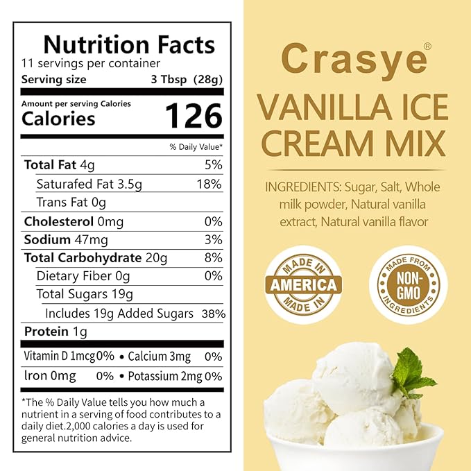 10 Ounce Ice Cream Mix Vanilla Soft Serve Mix Soft Serve Mixes Base Powder Homemade for Ice Cream Maker Machine