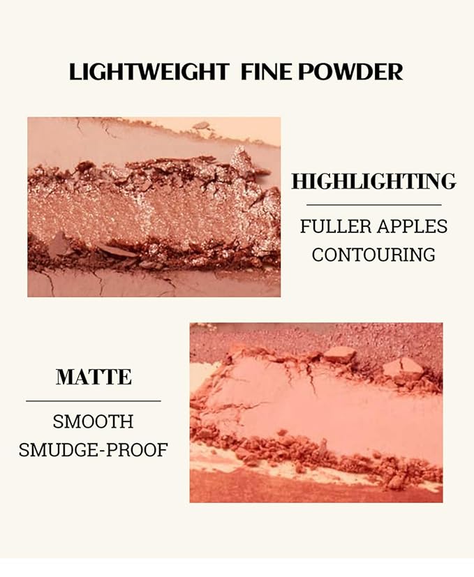 MAEPEOR Matte Face Blush 8 Colors Lightweight Natural Look Face Blush Long-Lasting and Highly Pigmented Powder Blush for Cheeks (Color 03)