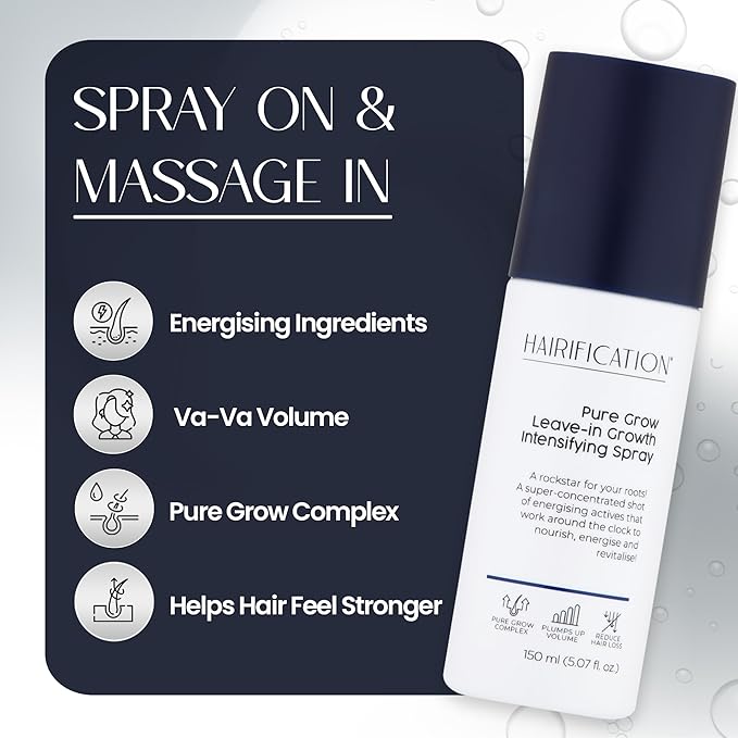 Pure Grow Leave-In Spray for Fine and Thinning Hair, Botanical Scalp Mist with Biotin Niacinamide and Caffeine, 150ml