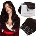 RUNATURE Real Human Hair Clip in Extensions, Brown Hair Extensions Clip Ins, Long Clip in Hair Extensions 20 Inch, Double Weft Remy Natural Hair, Add Hair Length, 120g 7pcs #2 Dark Brown