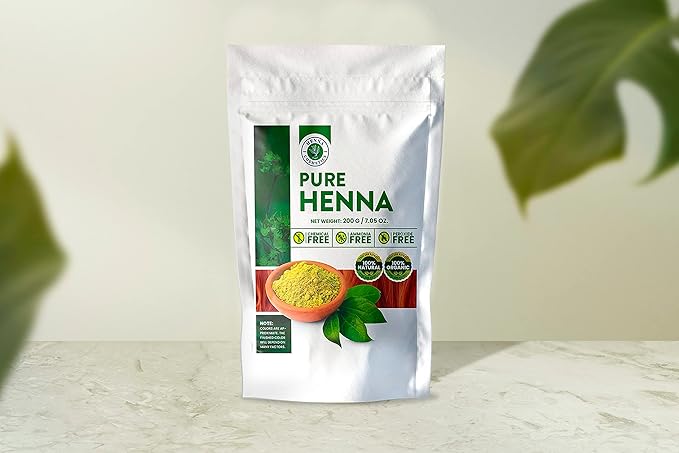 Natural Henna Hair Color Dye, 100% Pure Henna Powder for Hair Growth Organic (200g/7.05 ounce, Brown Red)
