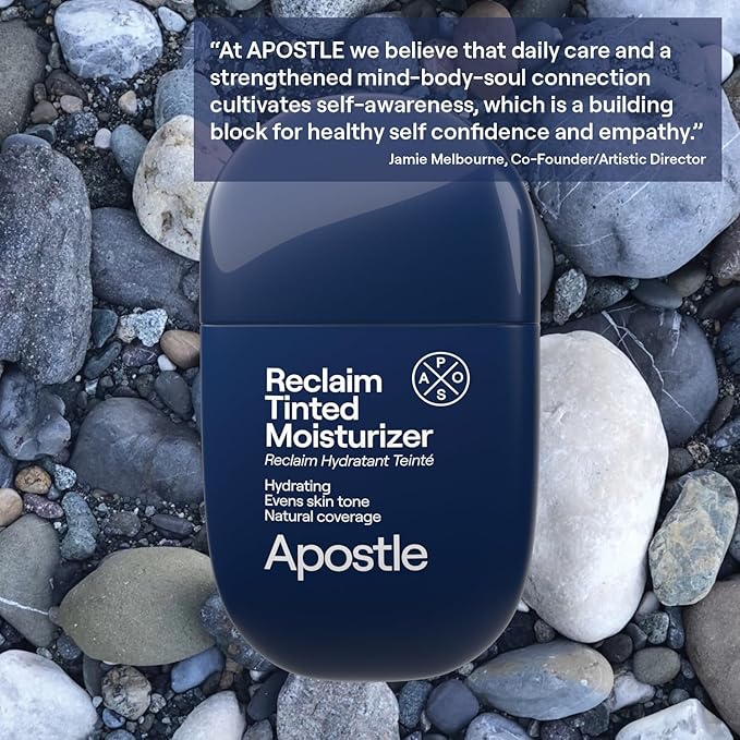 APOSTLE Reclaim Tinted Moisturizer for Men (1 Black River) - Niacinamide, Vitamin E, Squalane, Hyaluronic Acid, Tinted Face Moisturizer For Men. Hydrates, Evens Skin Tone, 1 Fl. Oz.