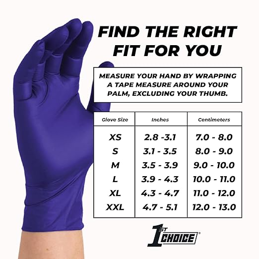 1st Choice 3 Mil Indigo Nitrile Exam Gloves Latex Free, Disposable Medical Grade, Food Prep, Tattoo, X-Large, Case of 1000