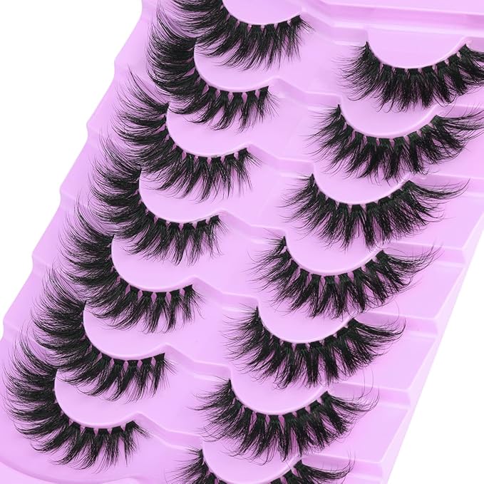 Lashes Clear Band Fox Eye Lashes 3D Volume Faux Mink Eyelashes Wispy False Eyelashes Strips 7 Pairs by Kiromiro