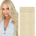 GOO GOO Invisi Edge Tape in Hair Extensions Human Hair, 60A Platinum Blonde, 6pcs 16inch 15g, Virgin Remy Hair, Seamless Injected Tape, Natural Look