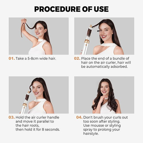 5 in 1 Hair Dryer Brush Set,Professional Negative Ionic Hot Air Styler, Air Curling Wrap Styler,Detachable Blow Dryer Brush With Auto Wrap Curlers,Hair Styling Tools For Straight/Curl/Drying/Smoothing