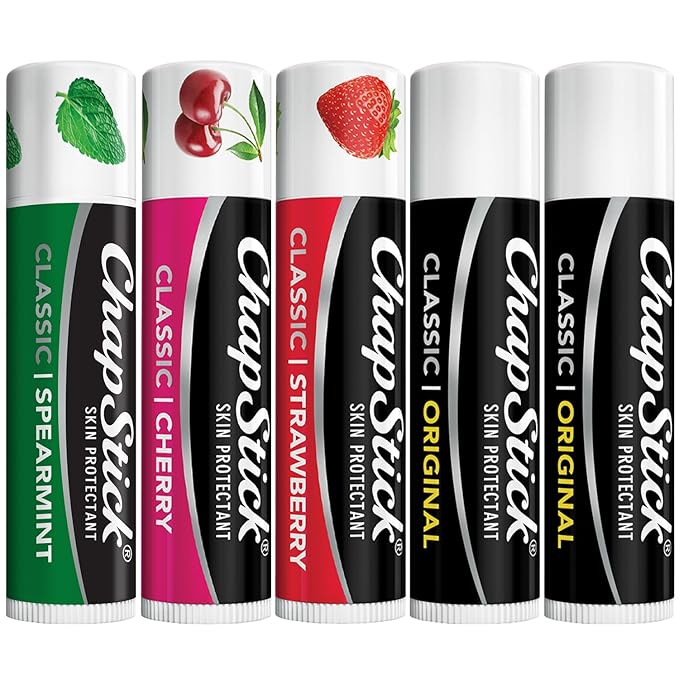 ChapStick Lip Care Bundle – Classic Collection 3-Pack with Spearmint, Cherry & Strawberry ChapStick + Classic Original Lip Balm, 0.15 Oz Ea (5 Piece Set)