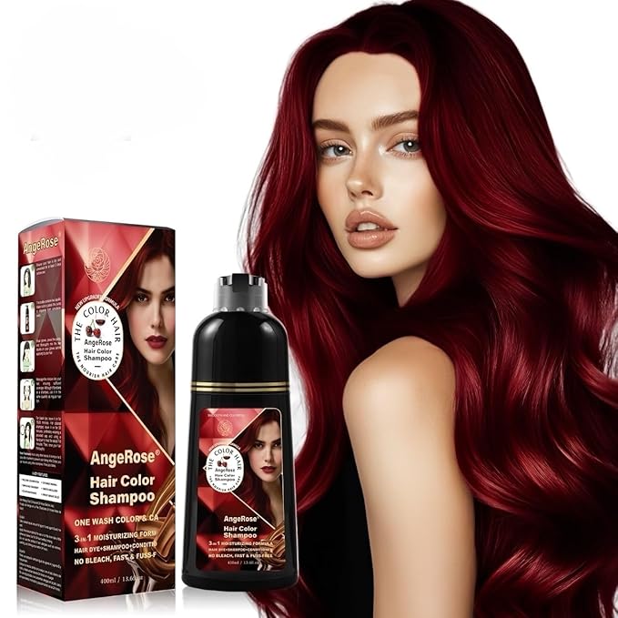 Wine Red Hair Dye Shampoo 3 in 1, Natural Hair Dye to Cover Gray Hair, 400 ML