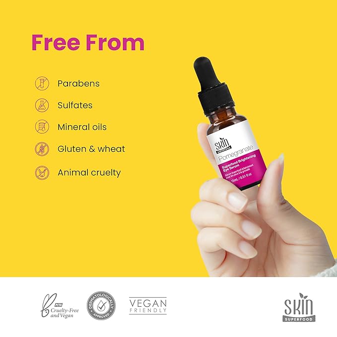 Pomegranate Superfood Brightening Oily Eye Serum 100% Natural and Vegan 0.53 Fl Oz (15ml)