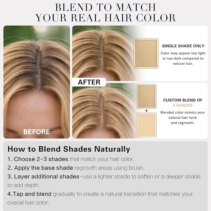 Root Touch Up Hair Color – 3 Color Blendable Hairline Powder for Gray Coverage, Root Cover Up & Thinning Edges – 48H Sweat Resistant, Natural Finish for Women & Men – Brown