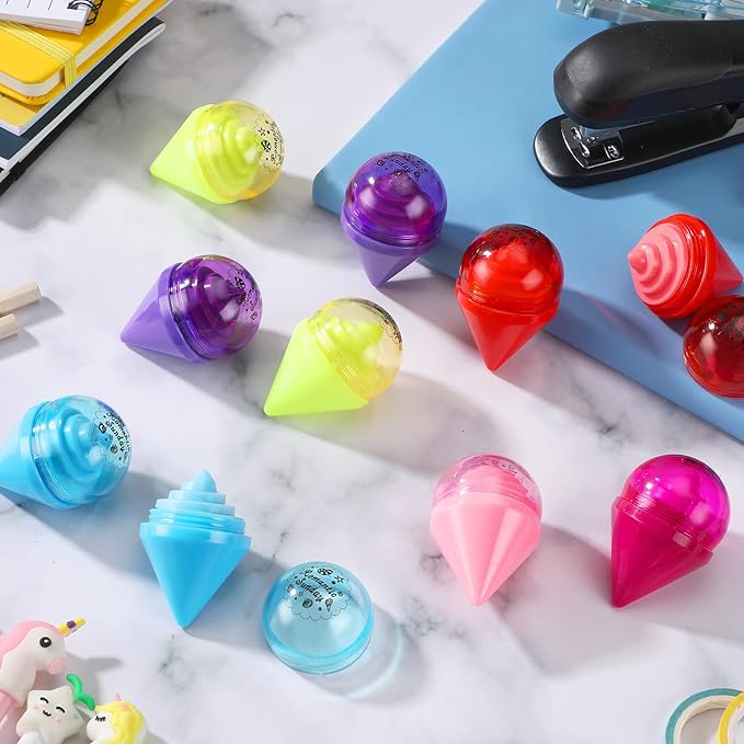 48 Pcs Ice Cream Party Decorations Lip Balm New School Classroom Gift for Preschool Toddler Back to School Exchange Party Favors Fruit Taste Lip Care Gift Birthday Gift Moisturizing Lip Balms