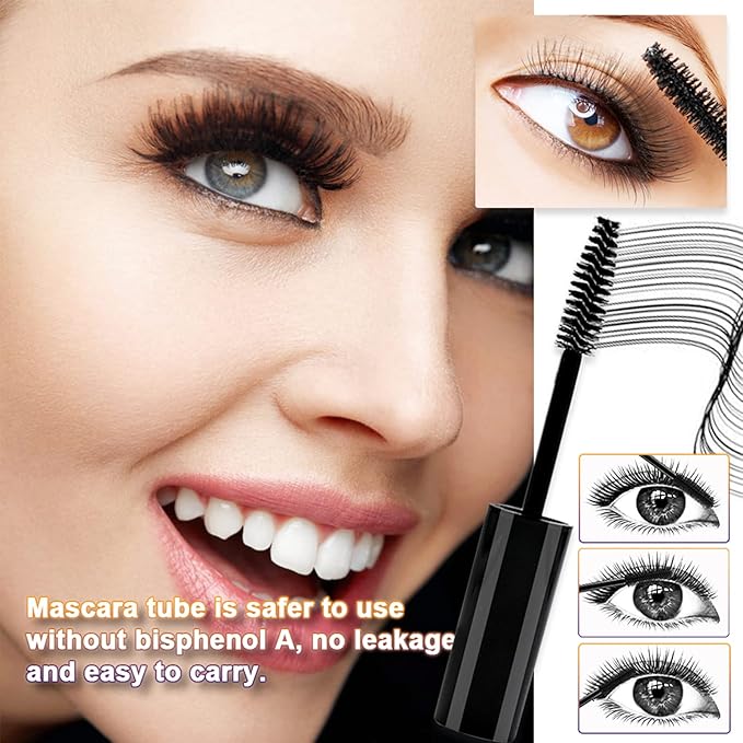Debaishi 3 Pack 10ml Empty Mascara Tube Bottle with Eyelash Wand, Rubber Inserts, Funnels and Tubes, Cream Container Bottle with Funnels and Transfer Pipettes, for Castor Oil/Eyelash Growth Oil