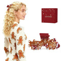 Original Italian Designed Hair Claw Clips for Women- CHRISTMAS Gingerbread Men, Premium Acetate Medium Claw, Non Slip Cute Hair Clips for Women with Gift Box