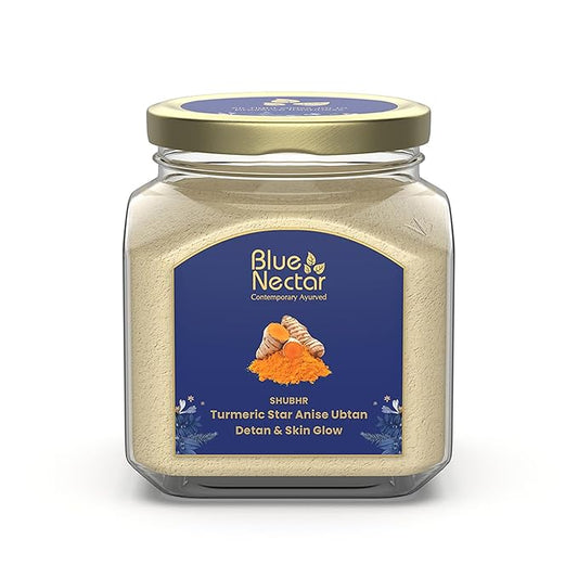 Blue Nectar Turmeric Ubtan Powder for Glowing Skin | Ayurvedic Ubtan Face Pack for Skin Brightening | Tan Removal Face Pack for Women & Men with Multani Mitti Powder | (3.5 Oz, 9 Herbs)