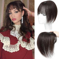 Amchoice Hair Toppers for Women Real Human Hair, Bangs Hair Clip 360° 3D Cover Bangs, Human Hair Toppers for Women Daily(Dark Brown, 3D Wispy Bangs (5 * 9))