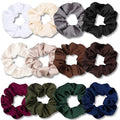 IVARYSS Scrunchies for Hair Sleep, Premium Satin Soft Than Silk for Women Curly Hair, Cute Bands Ties for Girls Thin | Thick Hair Styling, 12 Pack, Dark