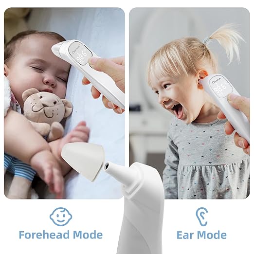 Berrcom Forehead and Ear Thermometer for Adults and Babies, Digital No-Touch Medical Thermometers with LED Display, 1s Instant Reading, Contactless Temperature Thermometer, Auto Shut-Off