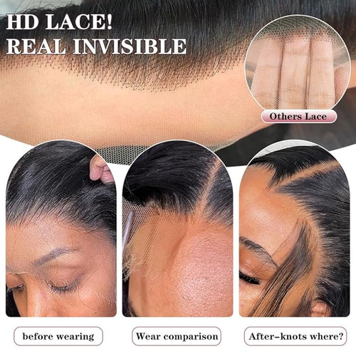 30 Inch 13x4 Lace Front Wigs Human Hair 180% Density Body Wave HD Lace Frontal Wigs Human Hair Pre Plucked Glueless Wigs for Women 100% Virgin Human Hair Natural Color