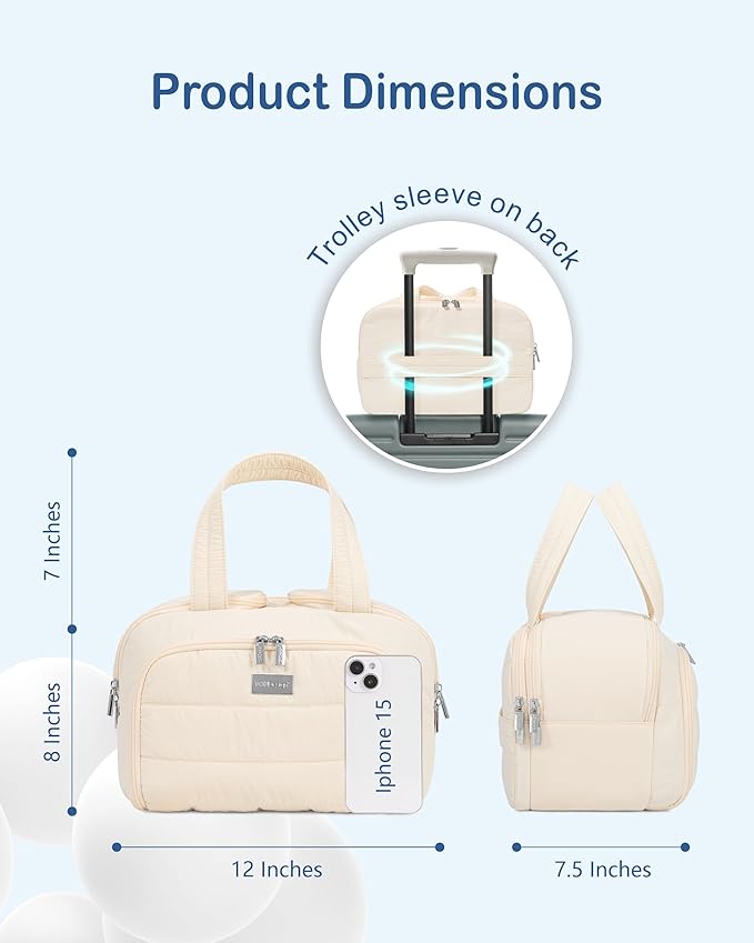 TOPDesign Travel Toiletry Bag for Women, Puffer Large Toiletry Bag, Lightweight Cosmetic Makeup Organizer with Handle for Traveling, Accessories, Essentials, Toiletries (Flower)