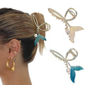 Pearl Large Hair Claw Clips, 2Pcs Strong Metal Clips for Thick and Long Hair