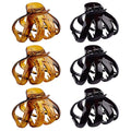 Large Octopus Hair Clips for Thick and All Hair Types, 3.2" Strong Hold Jumbo Hair Jaw Clips for Women and Girls, 6 Packs (Black & Brown)