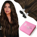 YoungSee U Tip Hair Extensions Brown Balayage U Tip Hair Extensions Human Hair Dark Brown Ombre Browns K-Tip Hair Extension Real Human Hair 24Inch Ktip Extensions for Long Hair 50s/50g
