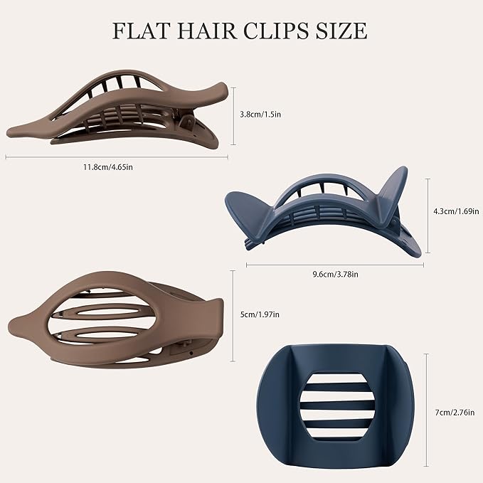 8 PCS Flat Hair Clips for Women French Matte Flat Claw Clips for Thick & Thin Hair No-Slip Hair Barrettes, Strong Hold Styling Accessories
