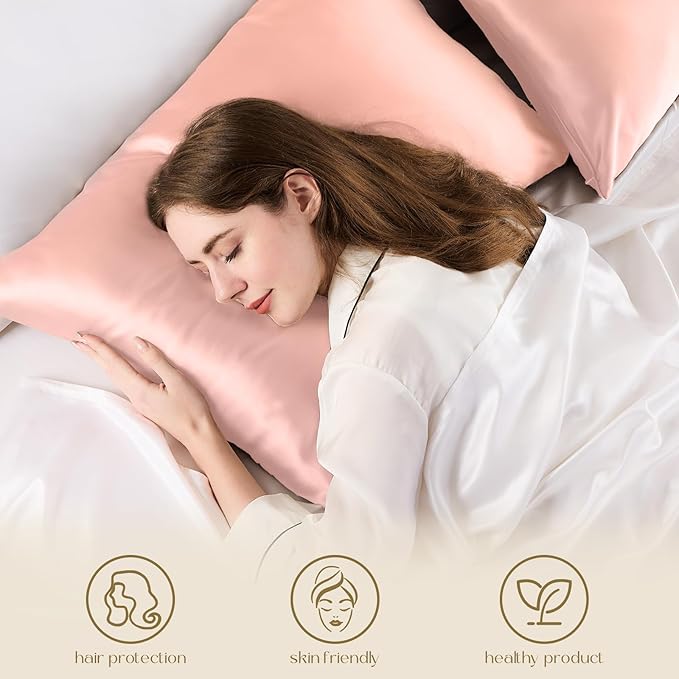 ZIMASILK 100% Pure Mulberry Silk Pillowcase for Hair and Skin Health,Soft and Smooth,Both Sides Premium Grade 6A Silk,600 Thread Count,with Hidden Zipper,1pc (King 20''x36'',Coral)