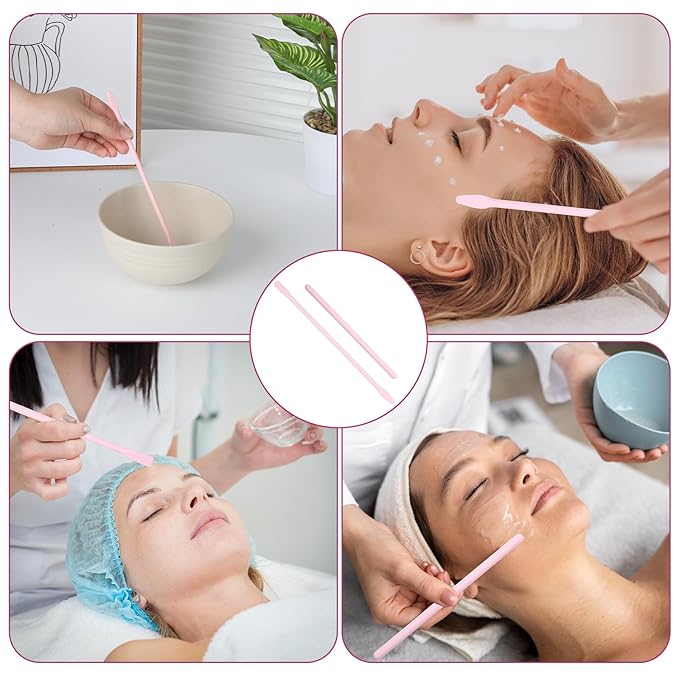 4 PCS Non-Stick Wax Spatulas Set, Silicone Wax Applicator Different Sizes Scrapers Reusable Silicone Stirring Stick For Home Salon Body Use (Pink)