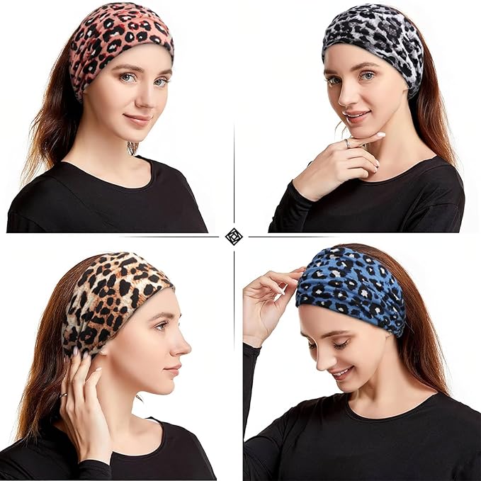 DRESHOW 4 Pack Turban Headbands for Women Wide Vintage Head Wraps Knotted Cute Hair Band Accessories