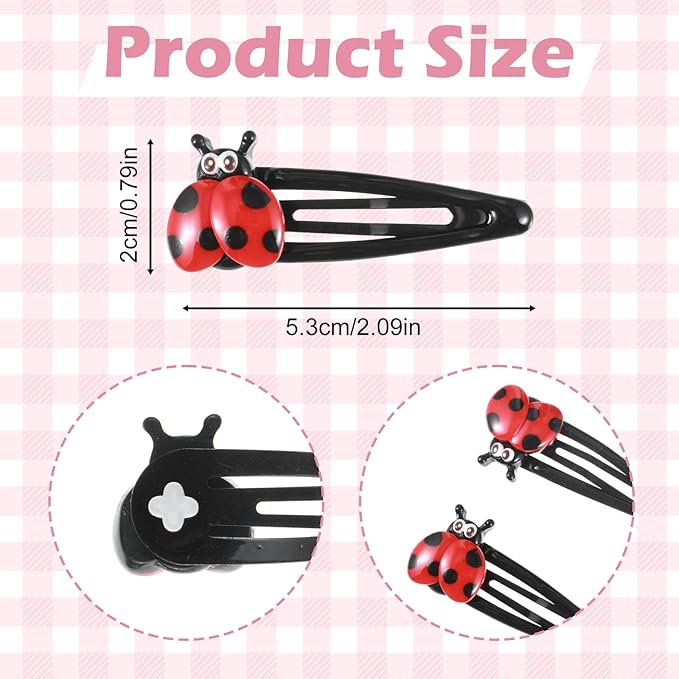 10 Pcs Ladybug Hair Clips Cute Lady Bug Hair Clips for Girls Toddler Women, Lady Bug Clip Whimsical Ladybug Hairs Accessories Snap Barrettes, 5.5cm/2 inch