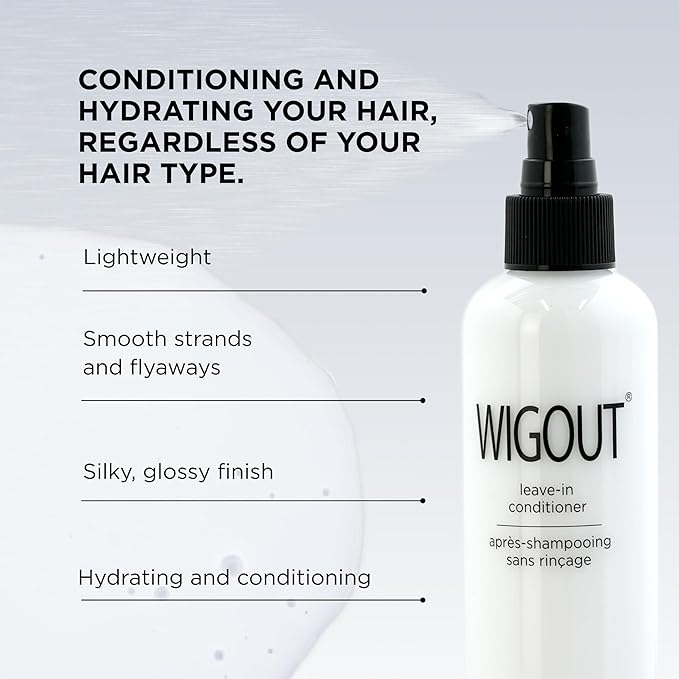 Style Factor WIGOUT Leave-In Conditioner Spray – Lightweight Hydrating & Conditioning Mist Controls Frizz, Adds Shine & Softness For Dry Damaged Hair No-Rinse Formula for All Hair Types - Amber