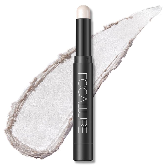 FOCALLURE Shimmer and Matte Cream Eyeshadow Stick,Smooth Brilliant Eye Brightener Pencil for Women,Long Lasting Waterproof Eye Shadow and Liners Makeup,FROST