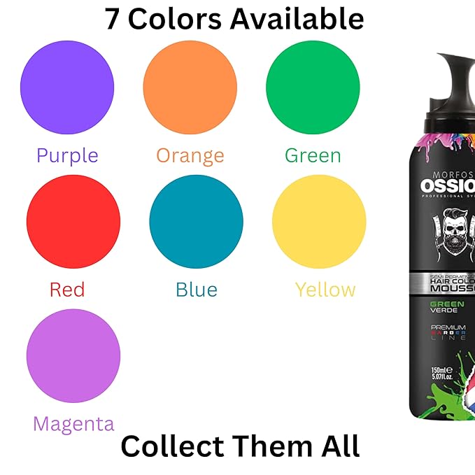 Morfose Ossion Semi Permanent Hair Color Mousse, 5.07 Fl Oz (Green, 5.07 Fl oz)