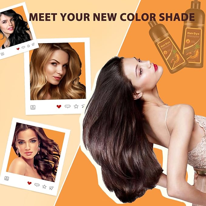 Hair Dye Shampoo 3 in 1, Long-Lasting Gray Hair Coverage, Hair Color Shampoo with Herbal Ingredients, Easy Application Shampoo Para Canas for Women Men 16.9 Fl Oz (Dark Red Wine)