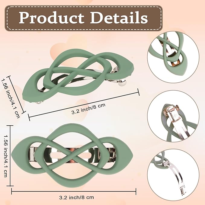Green Hair Barrettes for Women 4packs Hair Clips French Hair Barrette Clip Green Accessories for Women Girls