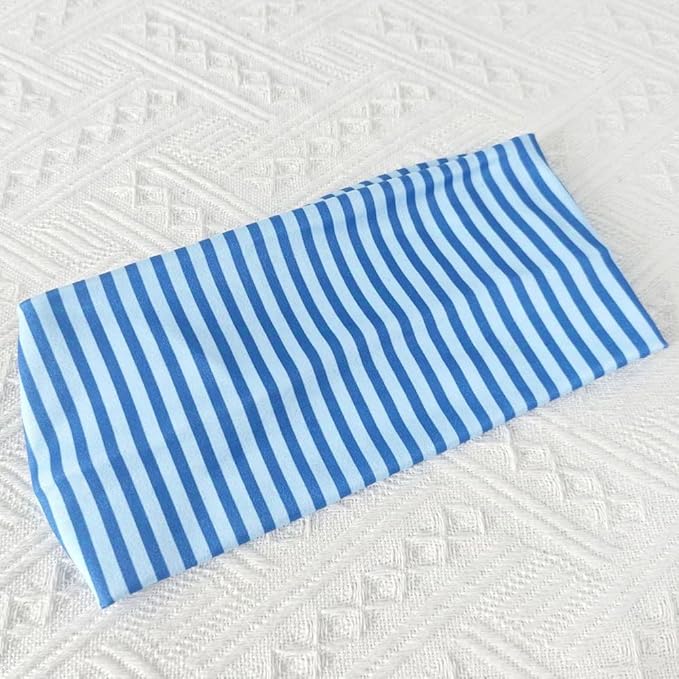 4PCS Striped Headbands for Women - Non-Slip Cotton Cloth Wide Elastic Stretchy Fashion Head Bands, Soft Fabric Hair Accessories for Yoga, Running, Workout