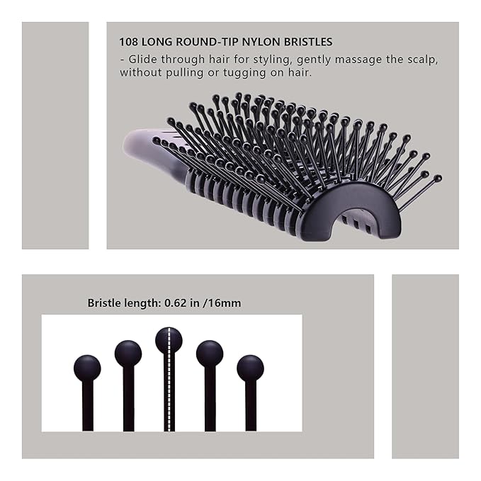 PERFEHAIR Vented Hair Brush - Quick Blow Drying, Lightweight, Detangles & Styles, Ideal for Men, Women with Fine & Medium-Length Hair, Perfect for Travel & Daily Use