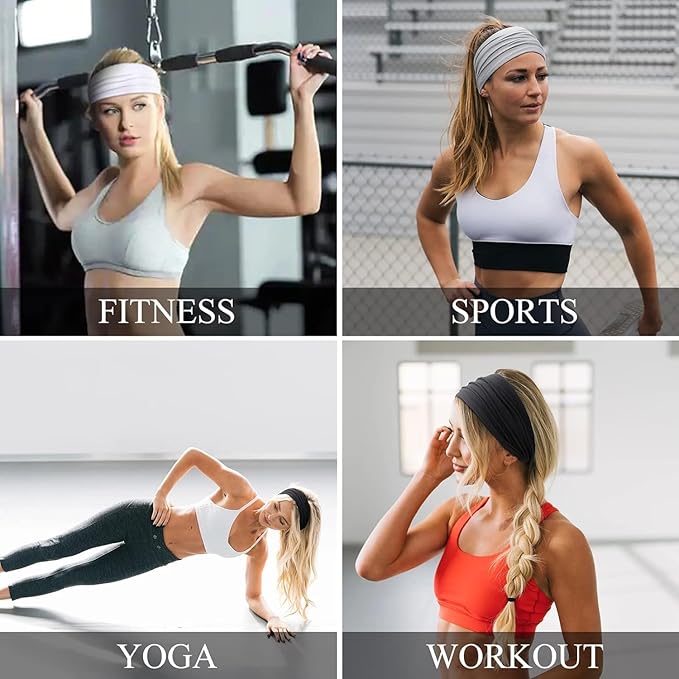 Huachi Headbands for Women Non Slip Fashion Wide Head Bands for Women's Hair for Workout Yoga Sports Exercise Elastic Hair Band Sweatbands Summer Hair Accessories