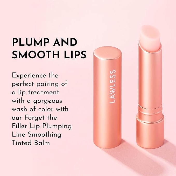 LAWLESS Forget the Filler Lip Plumping Line Smoothing Tinted Balm, Pink Marshmallow, 0.09 Ounce